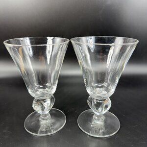 Vintage Seneca Ingrid Clear Elegant 5.5inch Goblets Footed Cups Glasses Set 2